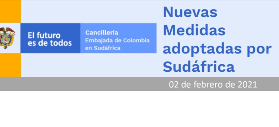 La Embajada de Colombia publica las Nuevas medidas adoptadas por Sudáfrica 